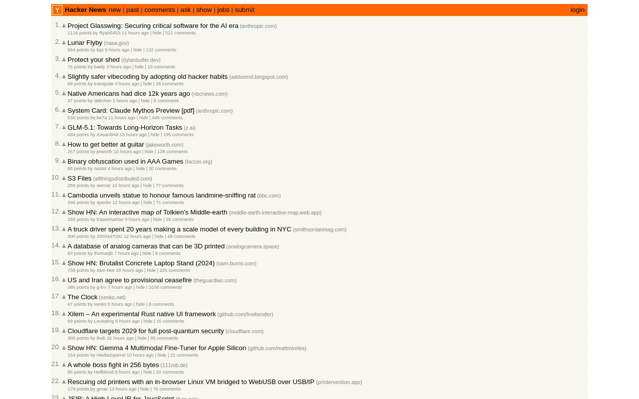 Hacker News screenshot