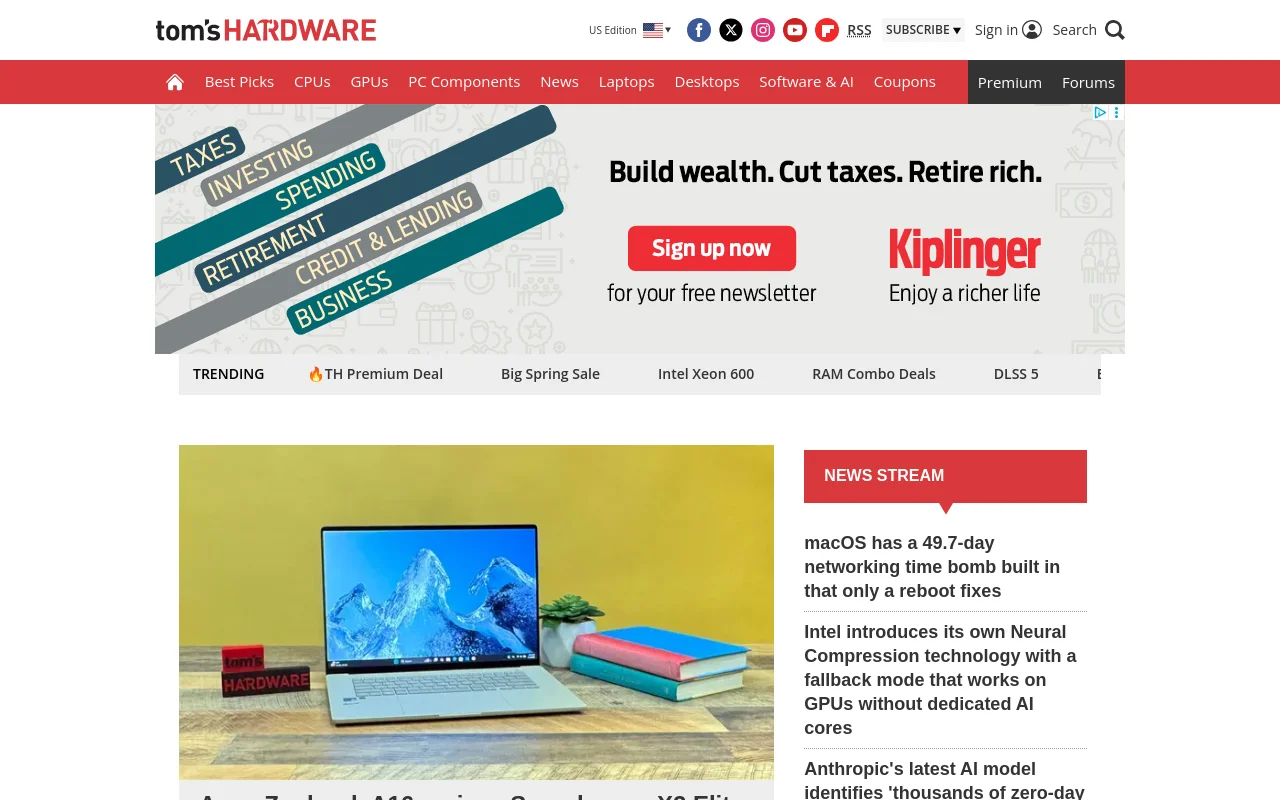 Tom's Hardware screenshot