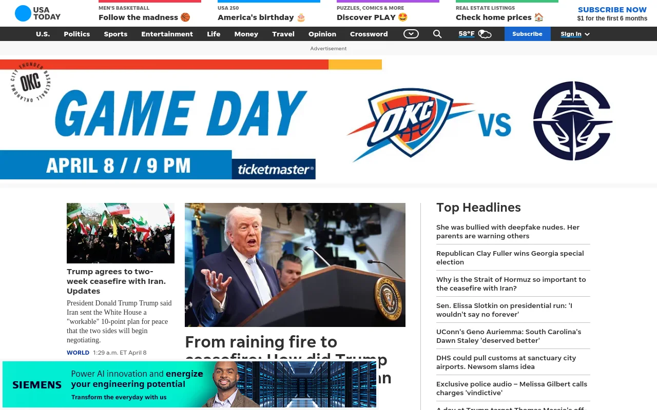 USA Today screenshot
