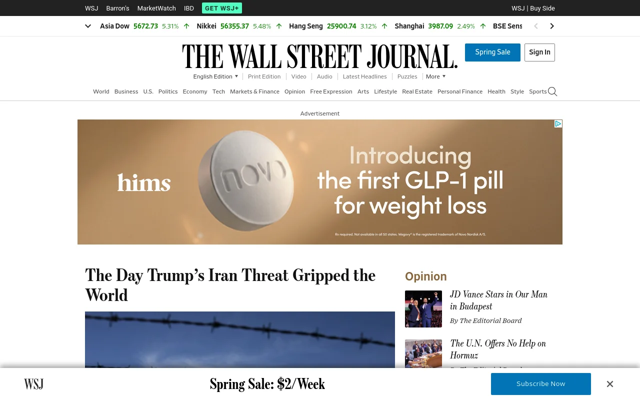 The Wall Street Journal screenshot