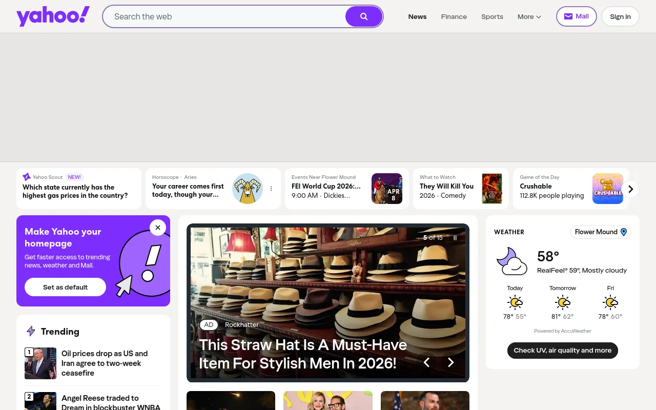 Yahoo screenshot